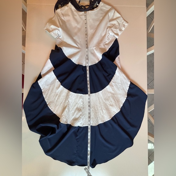 AKIRA Label  High Low Tail Top Navy and White with attached Necklace. Medium - Picture 14 of 16